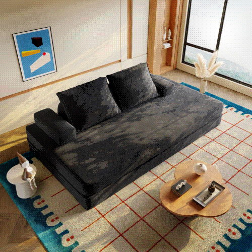 Multifunctional Convertible Sofa Bed With 2 Tumbler Backrests And 2 Pillows, Deep Seat Couch Home Essentials
