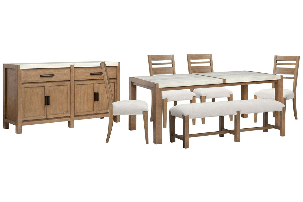 Plum Creek - 7 Piece Rectangular Dining Table Set Magnussen Furniture