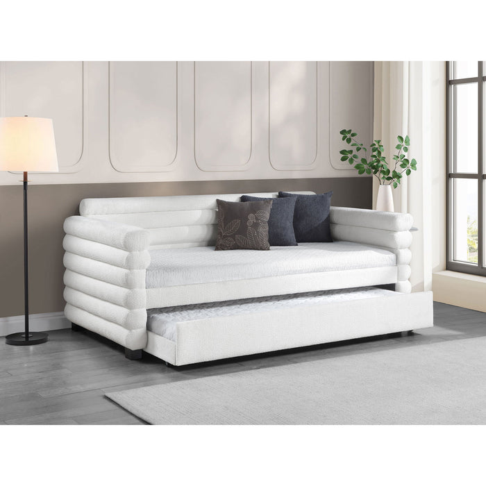 Fandango - Upholstered Twin Day Bed With Trundle - White Furniture Max