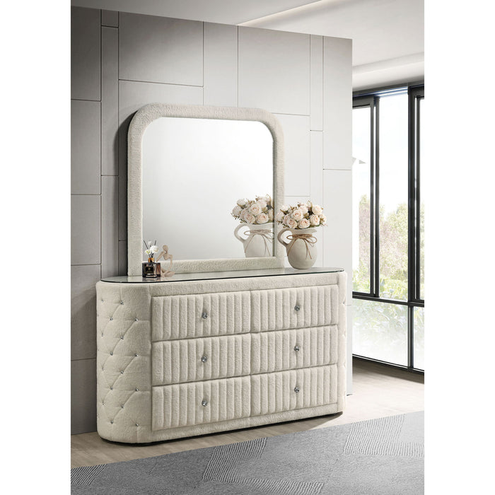 Santiago - 6 Drawer Dresser With Mirror - Ivory Furniture Max
