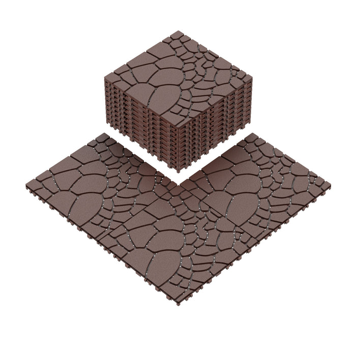 Stone Texture Patio Deck Tiles, 44 Pieces Daily Nest
