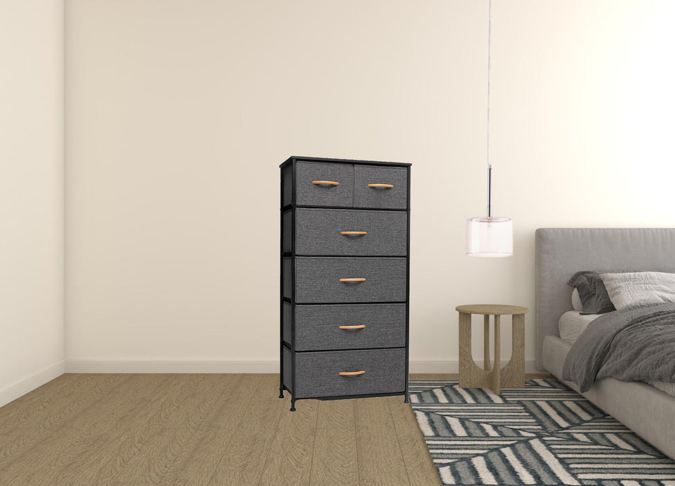 Fabric Six Drawer Chest - Gray / Black