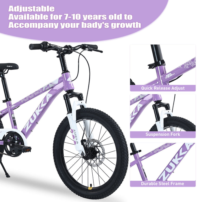 Zukka - 20" Mountain Bike With Adjustable Saddle And Suspension Fork Daily Nest
