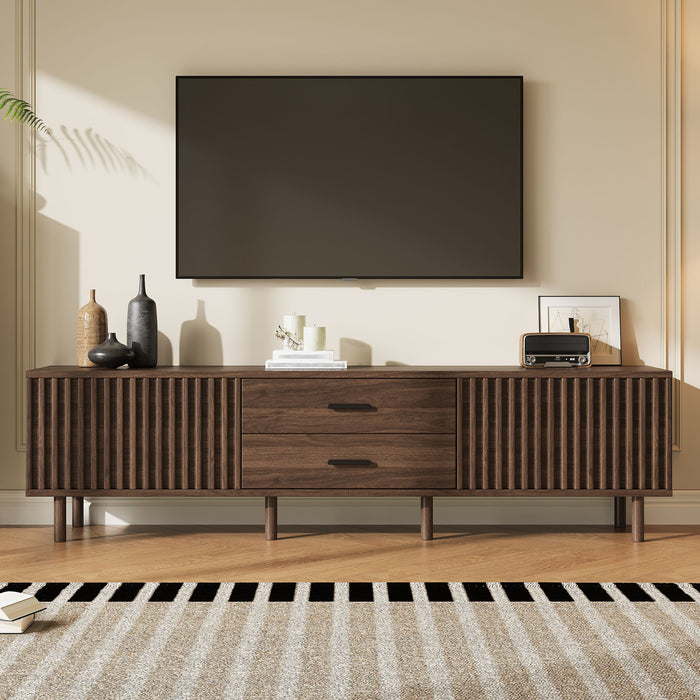 TV Stand For TVs Up To 80", Media Entertainment Center With Ample Storage - Dark Brown Hearth and Haven