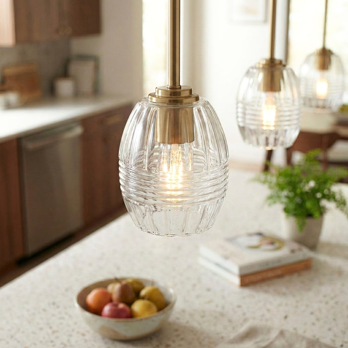 Vista - Single Pendant Chain Hanging Light - Clear / Gold Ashcroft Furniture