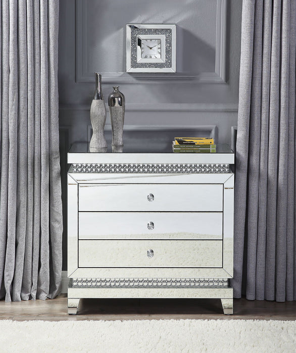 Lotus - 32" Console Cabinet - Mirrored & Faux Ice Cube Crystals ACME