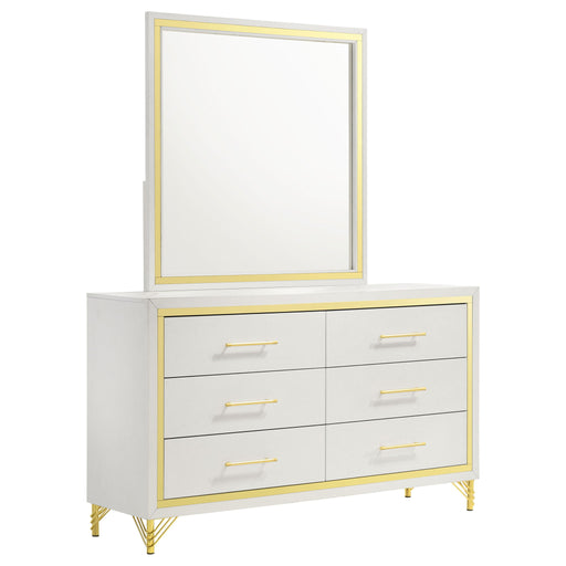 Malcolm - 6 Drawer Dresser With Mirror - White Furniture Max