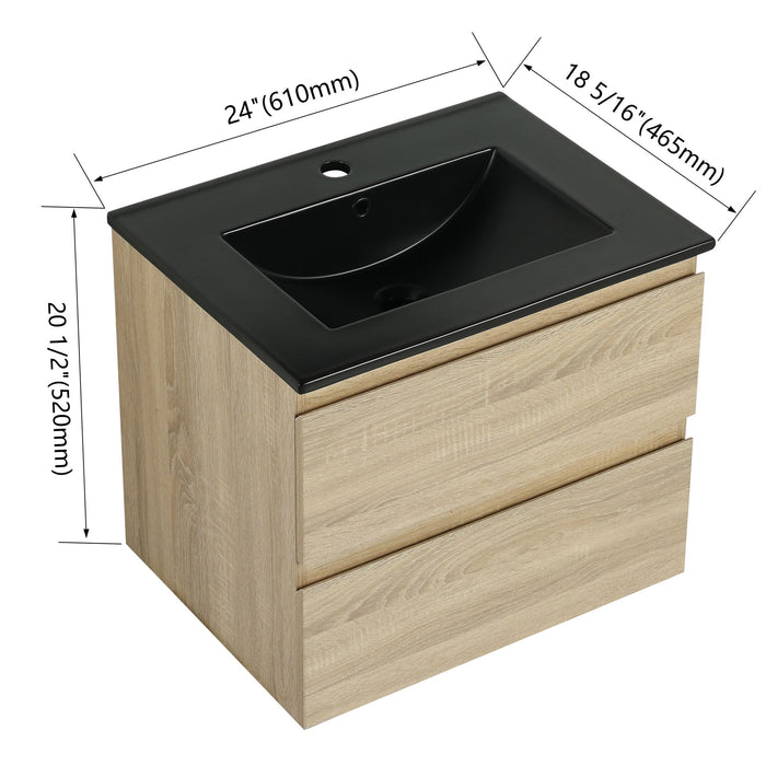 Wall Mounted Bathroom Vanity With Sink, 2 Soft Close Drawers Home Essentials