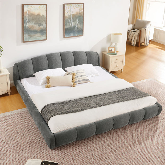 Upholstered Platform Bed Frame, Low Profile Floor Bed, No Box Spring Required Home Essentials