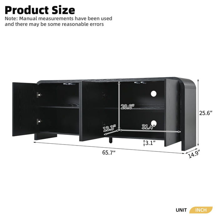 Curved Edge TV Stand With Large Cabinets Hearth and Haven