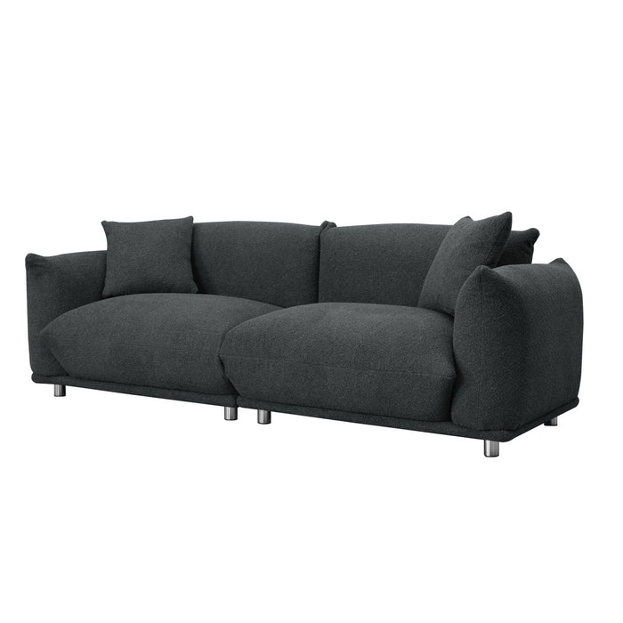 3 / 1 Oversized Loveseat Sofa For Living Room, Sherpa Sofa With Metal Legs, 3 Seater Sofa, Solid Wood Frame Couch With 2 Pillows, For Apartment Office Living Room Dark Gray