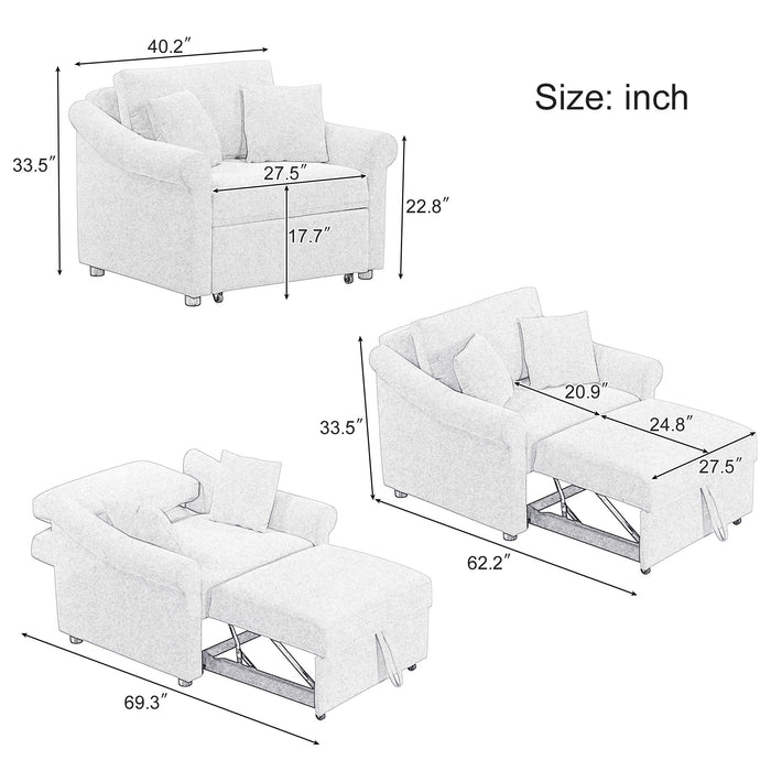 Convertible Sleeper Chair With Adjustable Backrest Hearth and Haven
