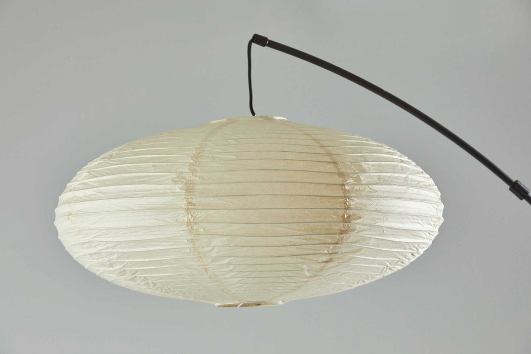 Arc Floor Lamp With Beige Solid Color Globe Shade - Black