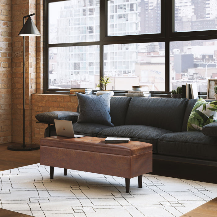 Shay - Large Square Coffee Table Storage Ottoman Mid-Century Style Simpli-Home