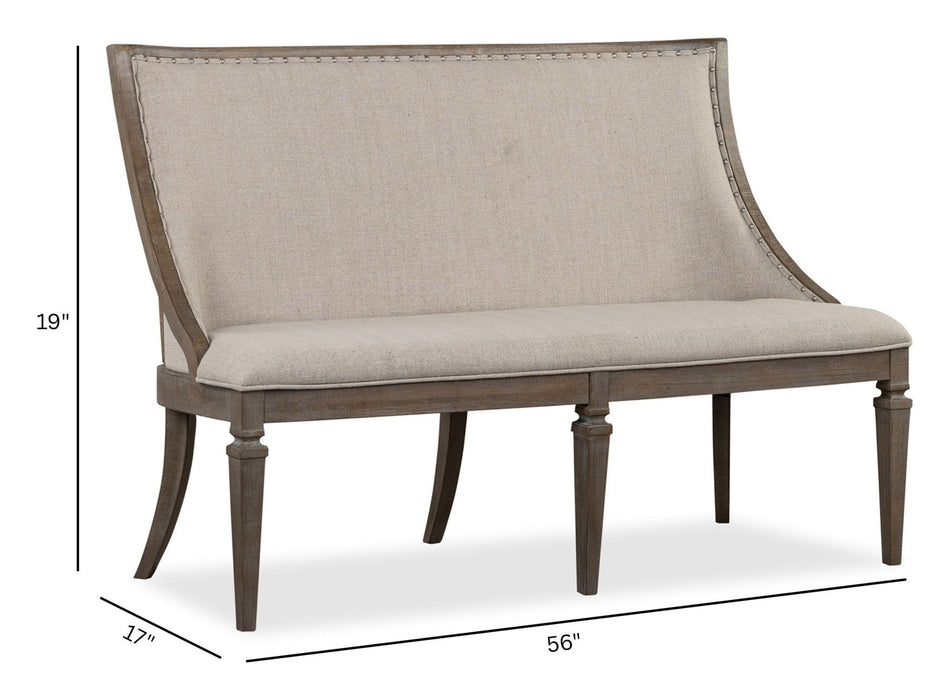 Lancaster - Bench With Upholstered Seat & Back - Dovetail Gray Magnussen Furniture