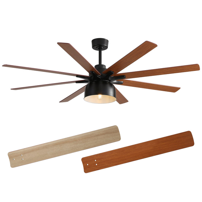 52" Ceiling Fan With 6 Speed Wind 8 Dual Colors Blades Remote Control Reversible DC Motor With Light - Black Daily Nest
