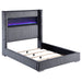 Haven - Upholstered Queen Bed With Integrated Flame Box - Gray Furniture Max