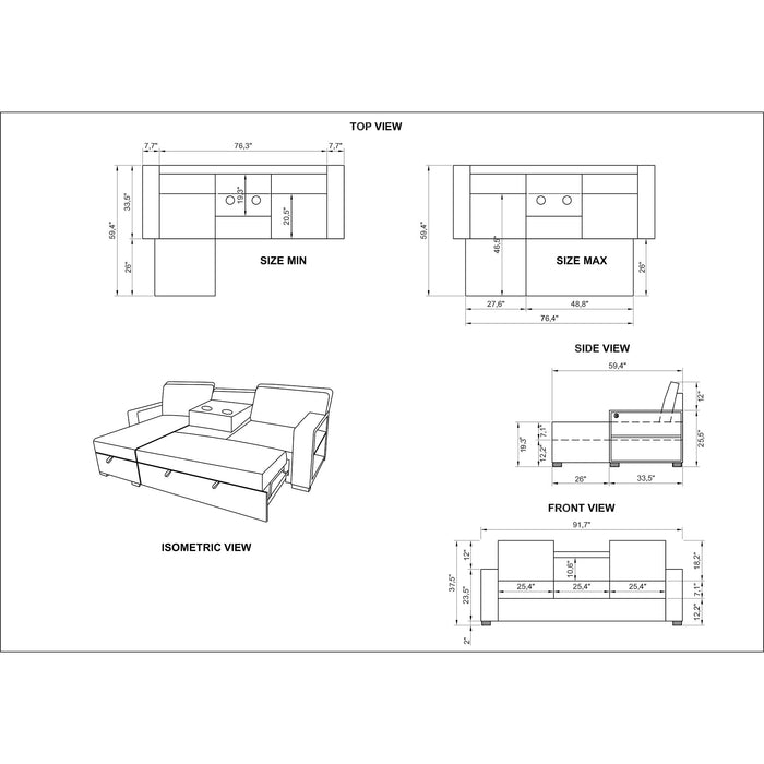 Terrence - Pull Out Sofa Bed - Dark Gray Global Furniture USA