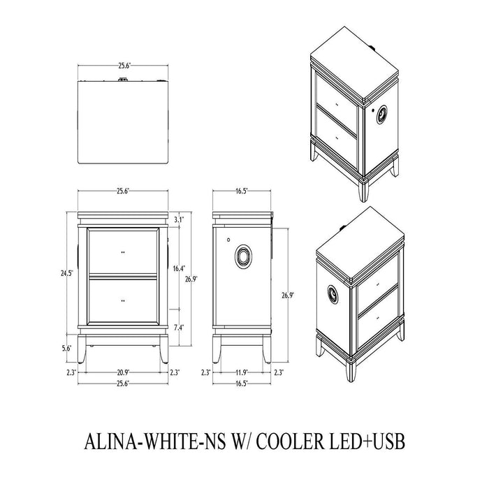 Adelaide - Nightstand With Cooler And Speaker - Gray / Black