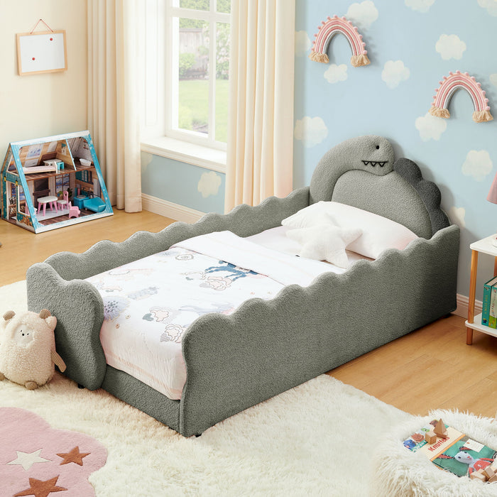 Cute Dinosaur Shaped Bed With Safety Guardrail, Toddler Frame Home Essentials