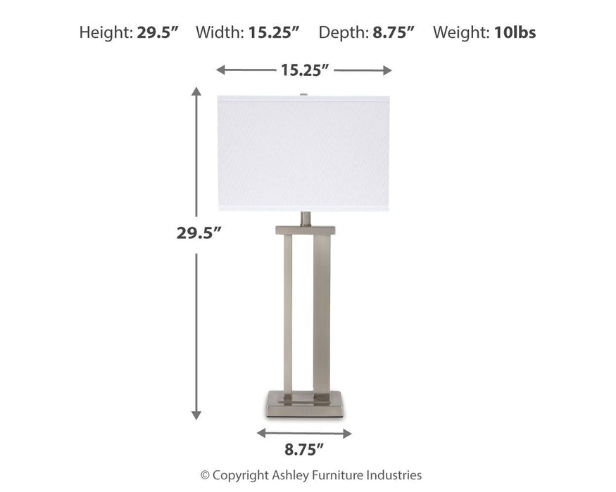 Aniela - Metal Table Lamp Set Signature Design by Ashley®