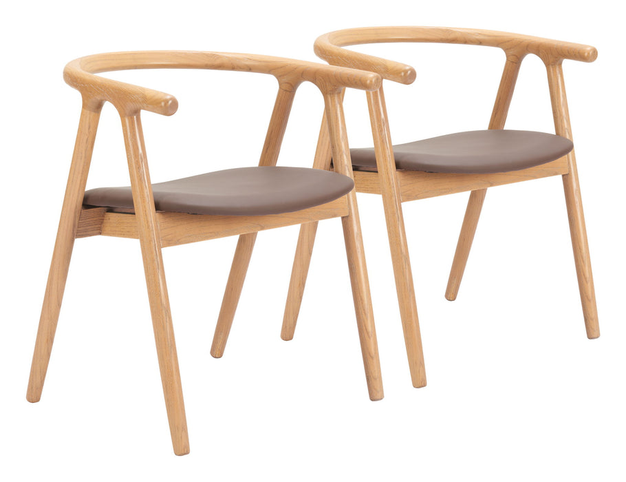 Peker - Dining Chair (Set of 2) - Brown / Natural Zuo Modern