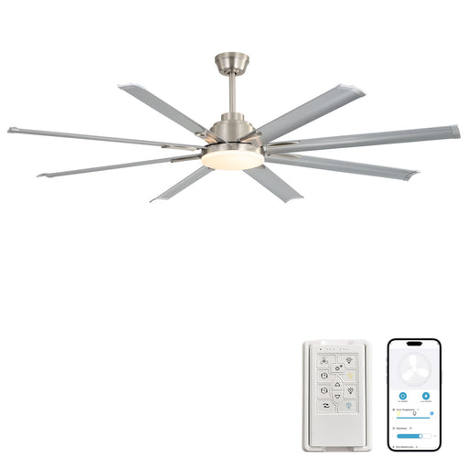 DC Motor Ceiling Fan With Dimmable Light And 8 Blade Aluminum Blades - Nickel Daily Nest
