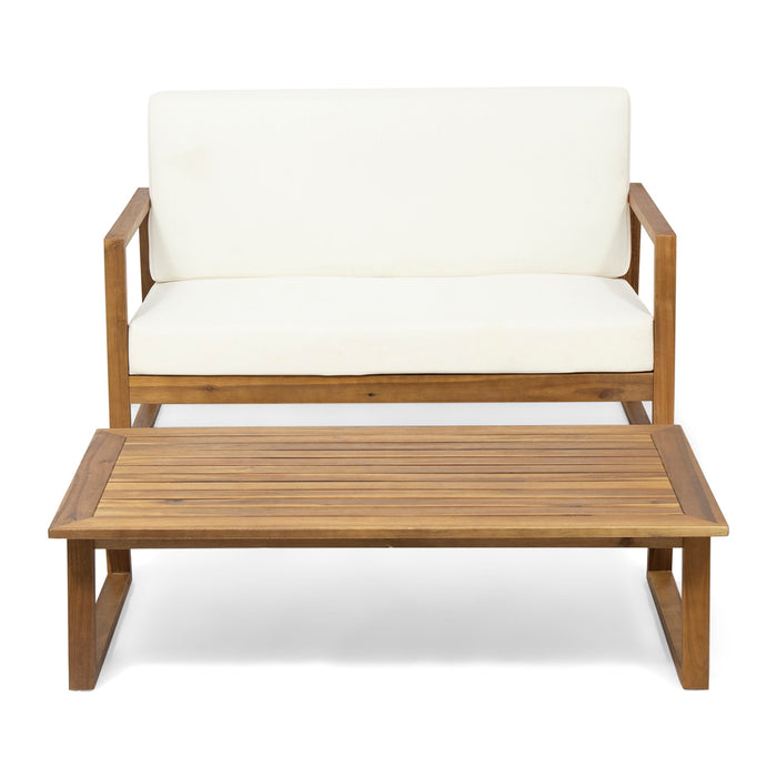 Belgian - Loveseat & Coffee Table Set With Water Resistant Cushions Noble House