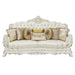 Adara - Sofa With 7 Pillows - Pearl White Synthetic Leather & Antique White ACME