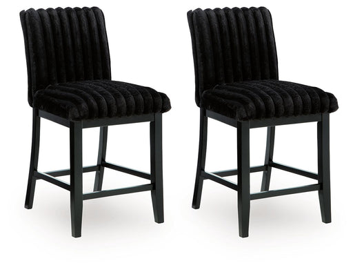 Mervannie - Upholstered Barstool (Set of 2) - Black Signature Design by Ashley®