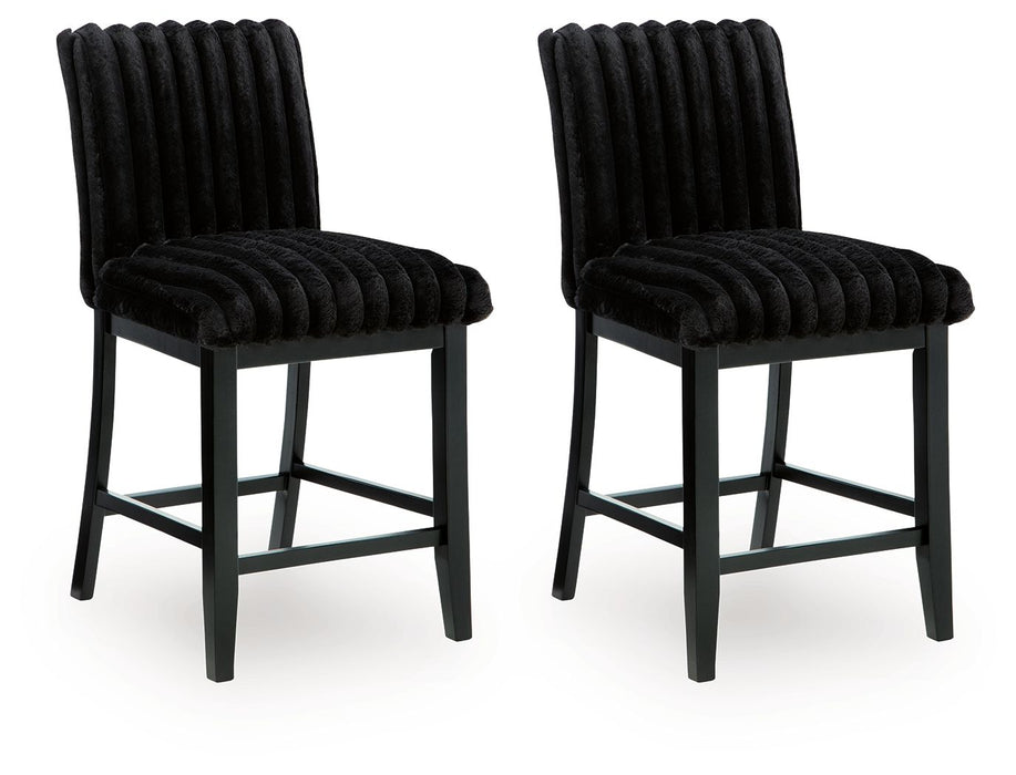 Mervannie - Upholstered Barstool (Set of 2) - Black Signature Design by Ashley®