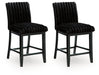 Mervannie - Upholstered Barstool (Set of 2) - Black Signature Design by Ashley®