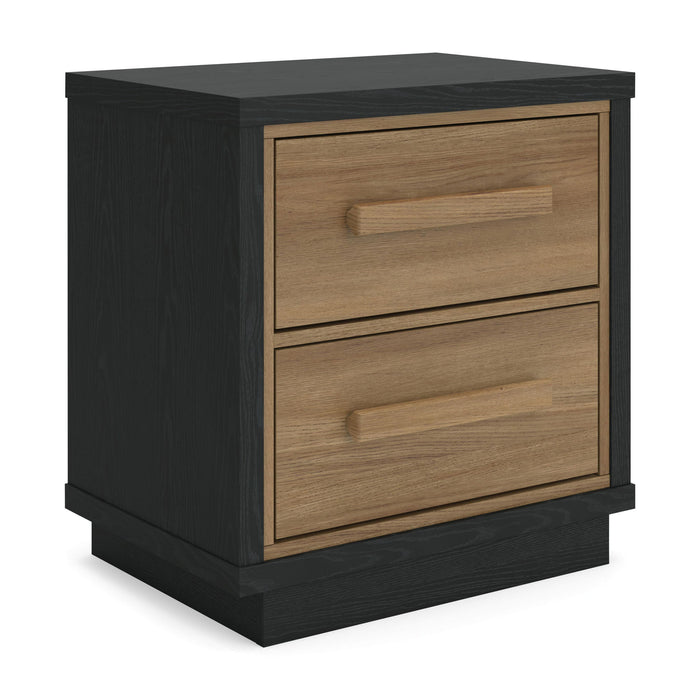 Kozmour - Two Drawer Night Stand - Black / Brown Signature Design by Ashley®