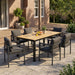 7 Piece Outdoor Dining Set With Table And 6 Chairs - Black / Gray / Teak Noble House