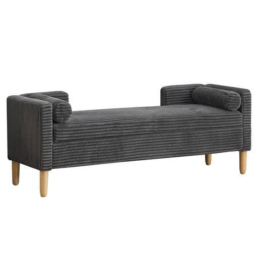 Upholstered Flip Top Storage Bench, Armrests & Backrest For Bedroom - Charcoal Home Essentials
