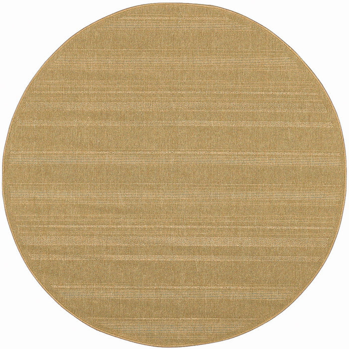 8' X 8' Round Stain Resistant Area Rug Indoor / Outdoor - Beige