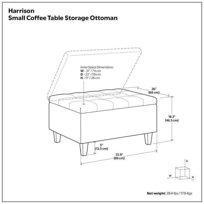 Harrison - Upholstered Coffee Table Storage Ottoman Simpli-Home