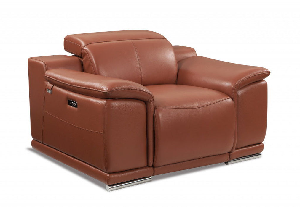 Mod Italian Leather Recliner Chair - Camel Brown
