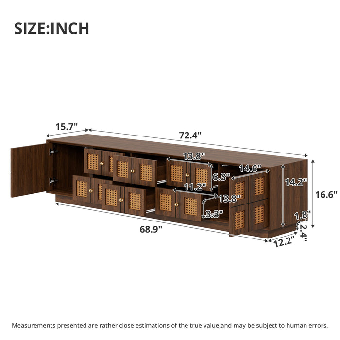 Media Console TV Stand With 6 Drawers & 2 Cabinets - Walnut Hearth and Haven