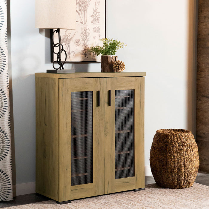 Door Accent Cabinet With Screens - Brown Furniture Max