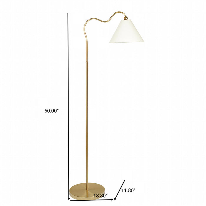 Majestic - Ring Base Curved Floor Lamp With Triangle Drum Shade - Gold / White Ashcroft Furniture