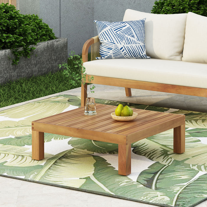 Mythical - Square Outdoor Coffee Table With Frame And Slat Top - Teak