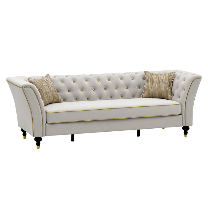 3 Person Sofa With Deep Seat, Tufted Backrest Home Essentials