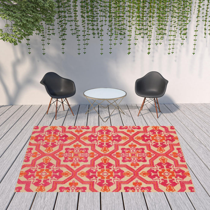 8' X 11' Moroccan Indoor Outdoor Area Rug - Pink