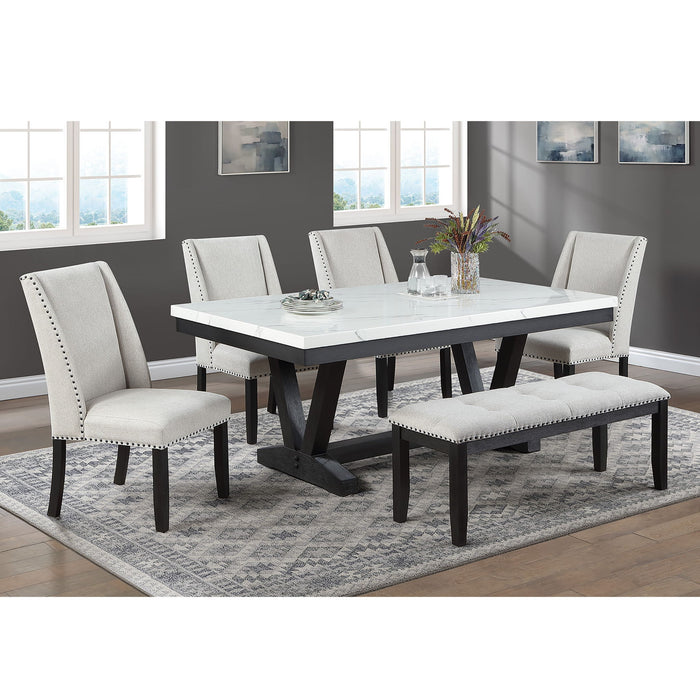 Dining Set With Upholstered Wing Back Chairs Home Essentials