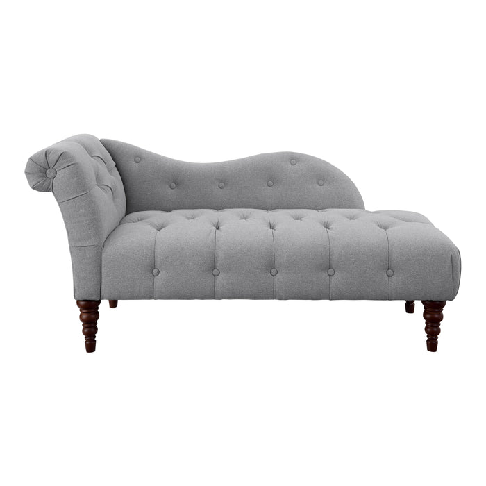 1 Piece Modern Traditional Chaise Button Tufted Detail Dove Gray Upholstery Style Comfort Living Room Furniture Espresso Finish Legs