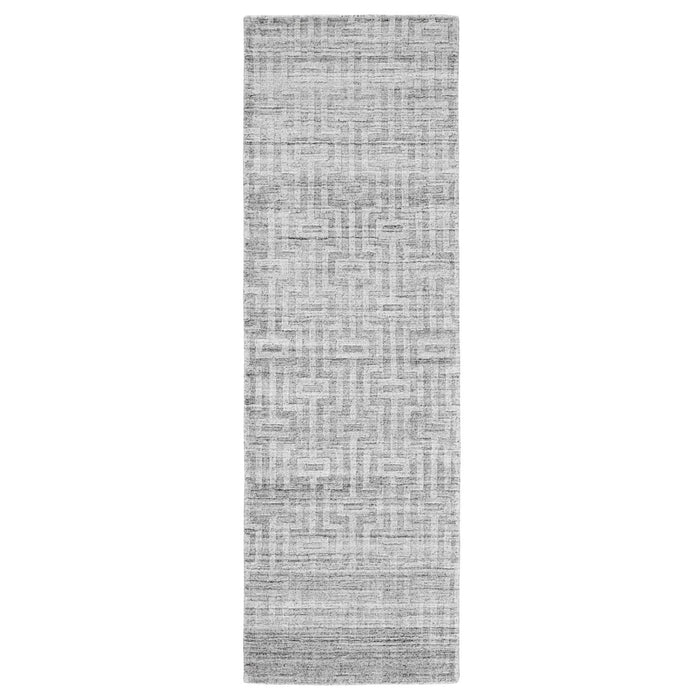 Floral Hand Woven Runner Rug - Silver - 8'