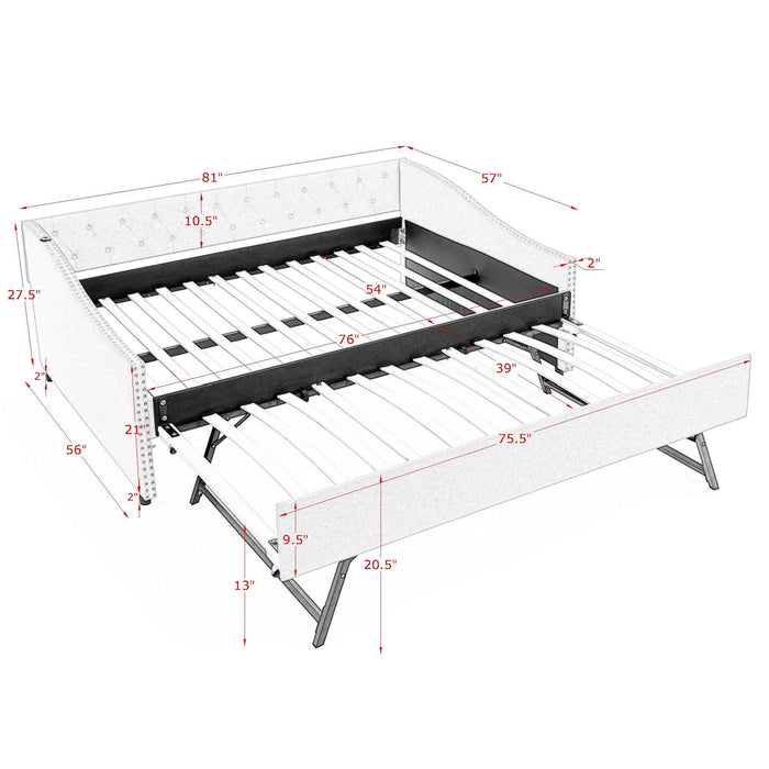 Upholstered Daybed With USB Charging & Pull Out Bed Home Essentials