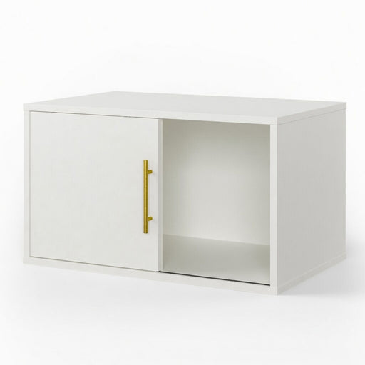 Cube Storage Organizer With Sliding Door Stackable Modular Bookshelf & Storage Cabinet - White Home Essentials