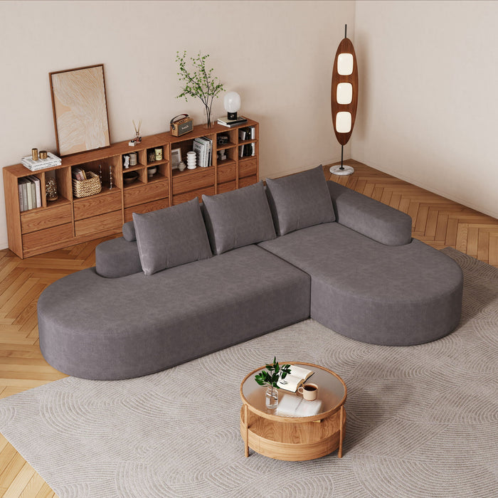 Modern Curved Sofa, L-Shaped Modular Sectional Set With 3 Pillows Home Essentials